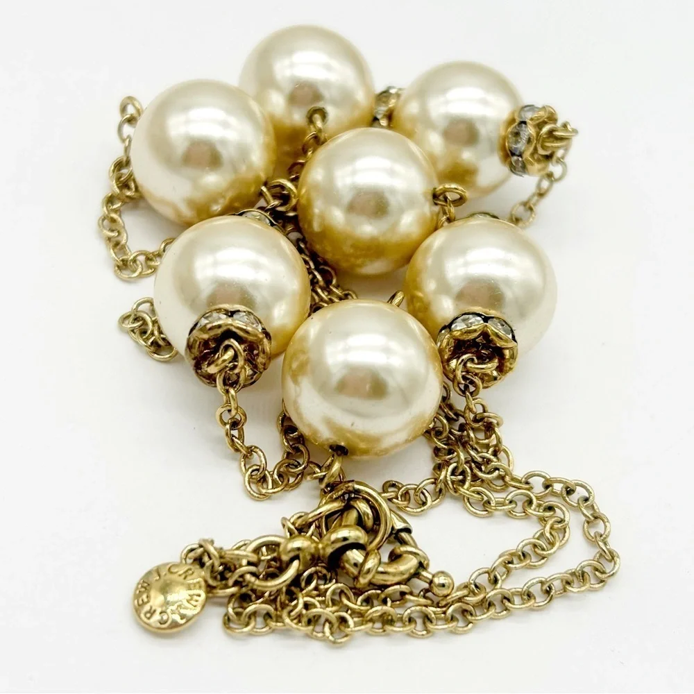 J. Crew Champagne Pearls and Jeweled Rondelle Station Necklace